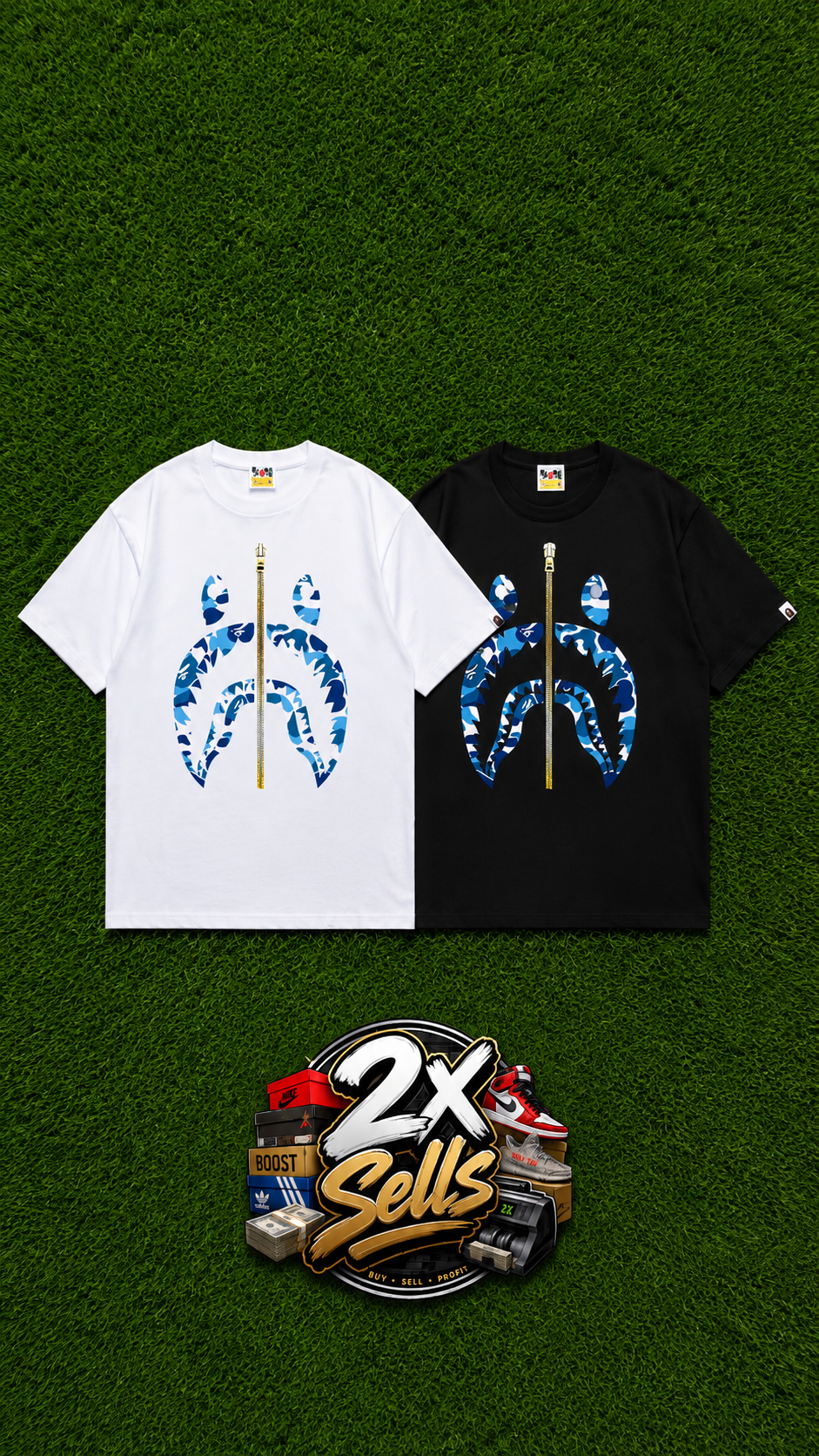 Blue Camo Spray Shark